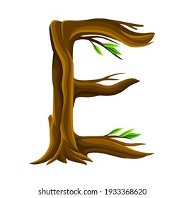 Uppercase Letter of Alphabet Arranged from Forest Elements Like Tree Trunk and Branches Vector Illustration