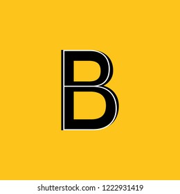 uppercase letter B icon with skeleton structure construction simplified yellow background