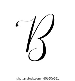 Uppercase letter B in modern lettering style. Vector hand written calligraphy.