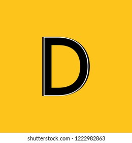 uppercase letter D icon with skeleton structure construction simplified yellow background