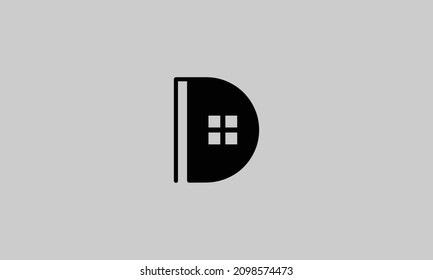 Uppercase letter D logo with window design, monogram emblem business project in the thin lines, for stylish business cards premium vector