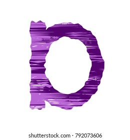 uppercase letter D in violet tones on a white background