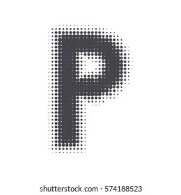 Uppercase letter of the English alphabet with halftone effect