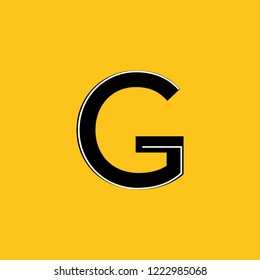 uppercase letter G icon with skeleton structure construction simplified yellow background