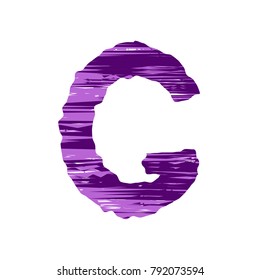 uppercase letter G in violet tones on a white background
