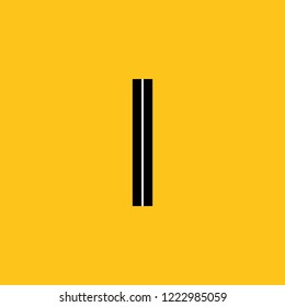 uppercase letter I icon with skeleton structure construction simplified yellow background