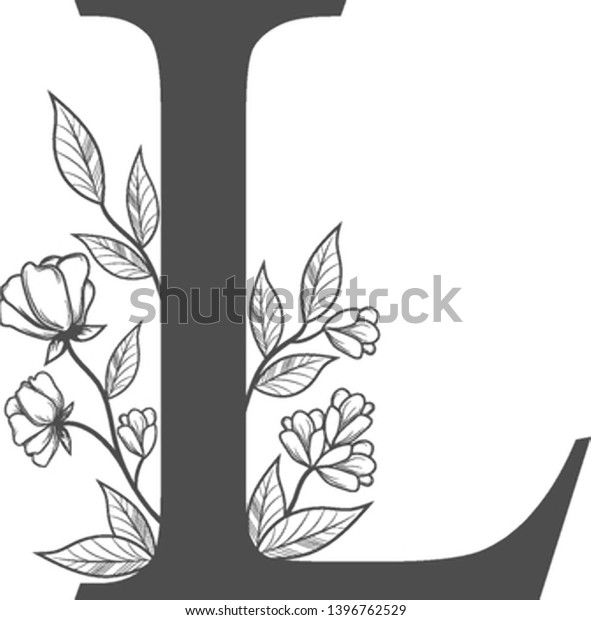 Uppercase Letter L Flowers Branches Vector Stock Vector (Royalty Free ...