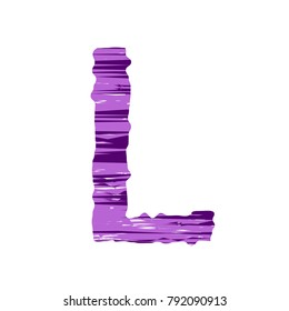 uppercase letter L in violet tones on a white background
