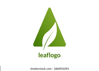 Uppercase A letter and leaf logo illustration design vector
