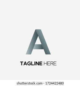 uppercase letter a logo element with 2d effect in gray color gradient