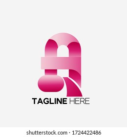 uppercase letter a logo element  with soft pink color gradient