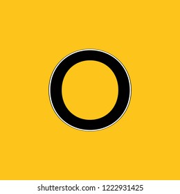 uppercase letter O icon with skeleton structure construction simplified yellow background