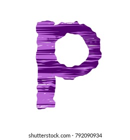 uppercase letter P in violet tones on a white background
