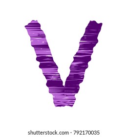 uppercase letter V in violet tones on a white background