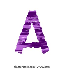 uppercase letter A in violet tones on a white background