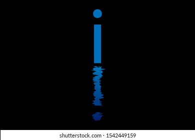 I uppercase letter with water reflection effect vector illustration. Wavy letter design for logo, emblem, label, card, company name, business or web page graphic element.