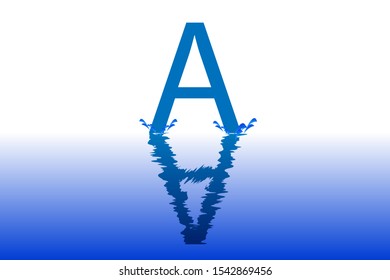 A uppercase letter with water reflection effect vector illustration. Wavy letter design for logo, emblem, label, card, company name, business or web page graphic element.