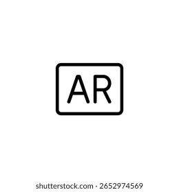 Uppercase letters AR for augmented reality enclosed in a bold outlined rectangle.