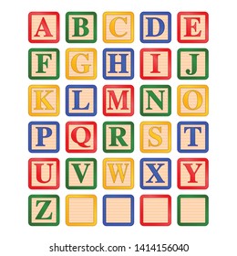 Uppercase Letters Children's Wooden Alphabet Block Vector Graphic Icon Illustration