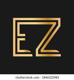 Uppercase letters E and Z. Flat bound design in a Golden hue for a logo, brand, or logo. Vector illustration