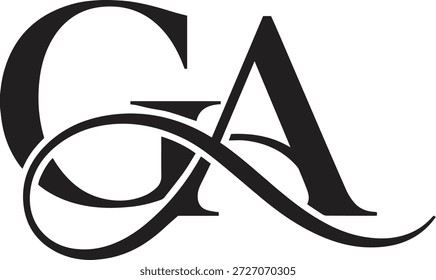 Las letras mayúsculas "G" y "A" están conectadas