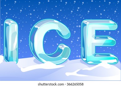 uppercase letters ICE on the snow