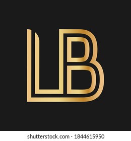 Uppercase letters L and B. Flat bound design in a Golden hue for a logo, brand, or logo. Vector illustration