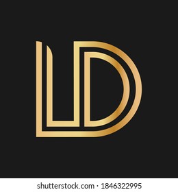 Uppercase letters L and D. Flat bound design in a Golden hue for a logo, brand, or logo. Vector illustration