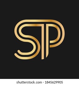 Uppercase letters S and P. Flat bound design in a Golden hue for a logo, brand, or logo. Vector illustration