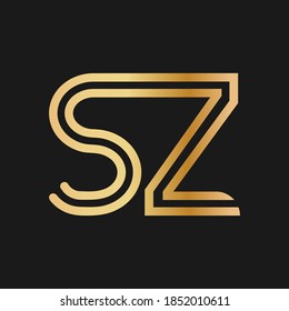 letras mayúsculas S y Z. Diseño plano en tonos dorados para un logotipo, marca o logotipo. Ilustración del vector