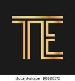 Uppercase letters T and E. Flat bound design in a Golden hue for a logo, brand, or logo. Vector illustration