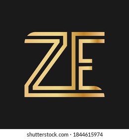 Uppercase letters Z and E. Flat bound design in a Golden hue for a logo, brand, or logo. Vector illustration