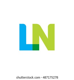 uppercase LN logo, blue green overlap transparent logo