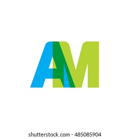 uppercase AM logo, blue green overlap transparent logo