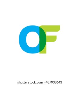 uppercase OF logo, blue green overlap transparent logo