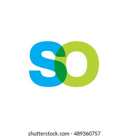 uppercase SO logo, blue green overlap transparent logo