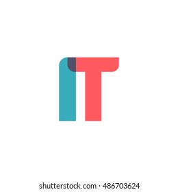 uppercase IT logo, modern classic pale blue red overlap transparent logo