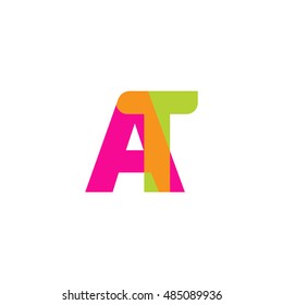 uppercase AT logo, pink green overlap transparent logo, modern lifestyle logo
