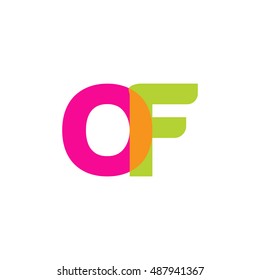 uppercase OF logo, pink green overlap transparent logo, modern lifestyle logo