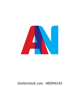 uppercase AN logo, red blue overlap transparent logo