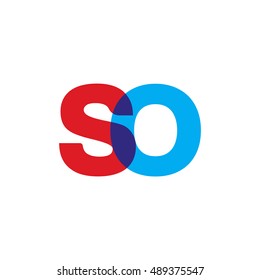 uppercase SO logo, red blue overlap transparent logo