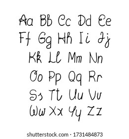 Uppercase and lowercase alphabet. Hand drawn lettering set. Stock vector illustration.