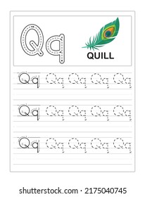 Uppercase and Lowercase cute children colorful ABC alphabet trace practice worksheet for kids learning English vocabulary and handwriting vector illustration.