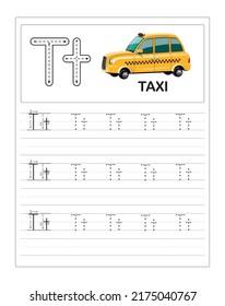 Uppercase and Lowercase cute children colorful ABC alphabet trace practice worksheet for kids learning English vocabulary and handwriting vector illustration.