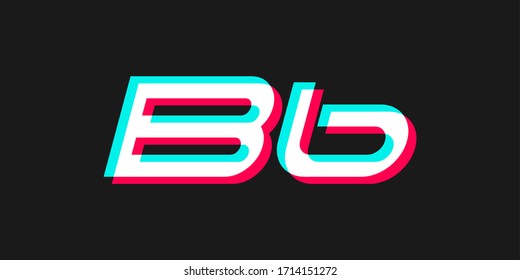 uppercase and lowercase letter B with 3d glitched effect