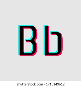 uppercase and lowercase letter B with 3d glitched effect