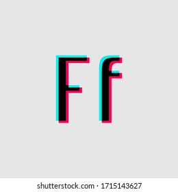uppercase and lowercase letter F with 3d glitched effect