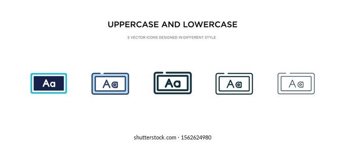 uppercase and lowercase letter icon in different style vector illustration. two colored and black uppercase and lowercase letter vector icons designed in filled, outline, line stroke style can be