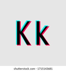 uppercase and lowercase letter K with 3d glitched effect