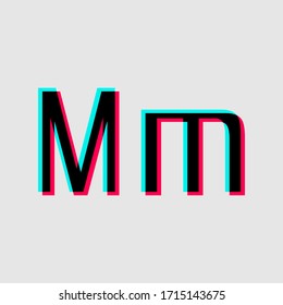 uppercase and lowercase letter M with 3d glitched effect